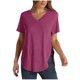 thumbnail image 1 of Fiudx Ofertas y Liquidaciones Camiseta Informal de Manga Corta con Cuello En V Liso a La Moda para Mujer, 1 of 6