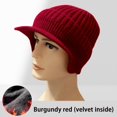 thumbnail image 3 of ievspot Men Winter Knitted Hat with Short Brim Thick Ear Protection Grandpa Elastic Outdoor Cap Outdoor School Commuting, 3 of 8