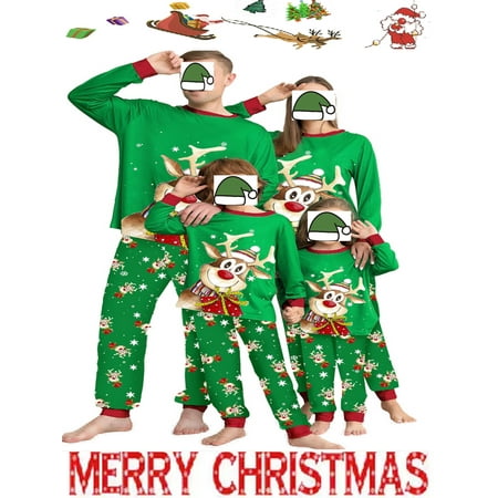 

Sunisery Matching Family Christmas Pajamas Set Long Sleeve Christmas Elk Print Tops Trousers Suit Romper Dog Wear Nightwear