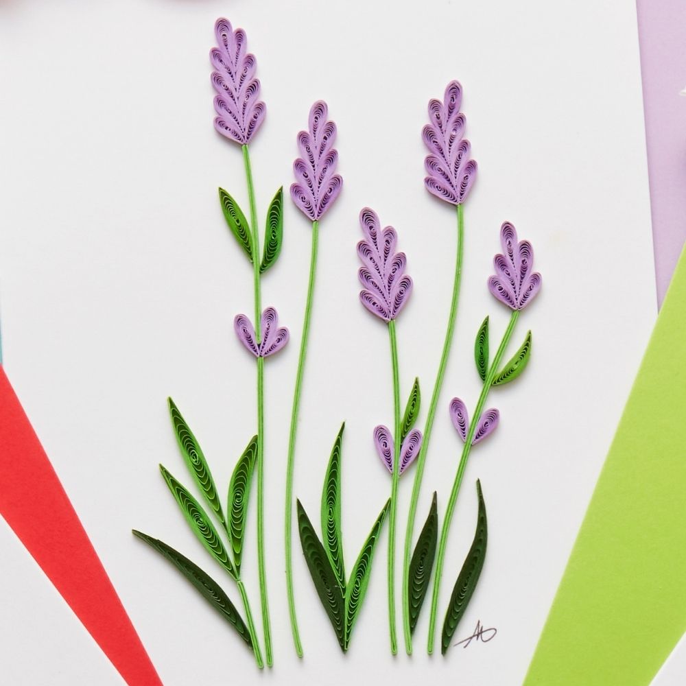 Vietnam Hand Quilled Paper Flowers Greeting Card Set