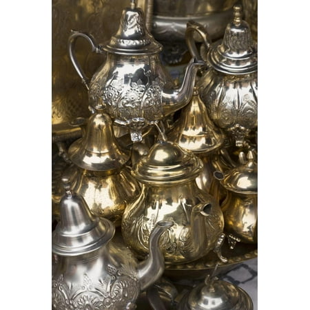 African Africa Art - Traditional Moroccan Teapots for Sale in the Souks, Marrakech, Morocco, North Africa, Africa Print Wall Art By Martin Child