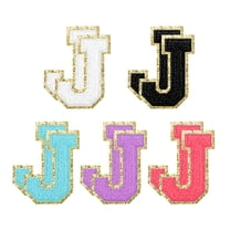 Uxcell 10pcs Glitters Chenille Letter Patches 5.5 cm/2.2 Inch Patches for Clothing Bags (Rose Red/Purple/Blue/Black/White, J)