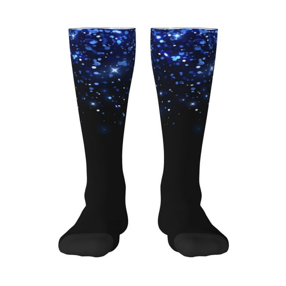 Vsdgher Black Blue Glitter Sparkles Knee Socks, High Socks Long Stretchy Sock Women Knee High Stocking, Long Socks for Women