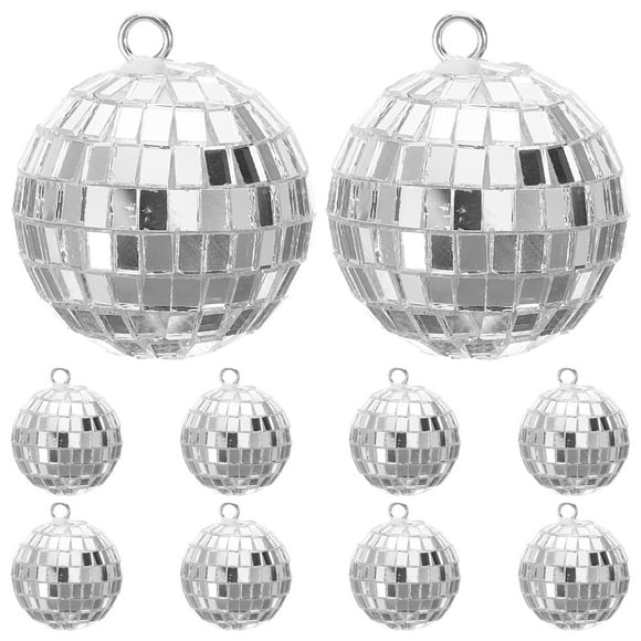 Milisten 10pcs Delicate Mirror Disco Ball Decoration Reflective Mirror Ball Hanging Bar Disco Ball