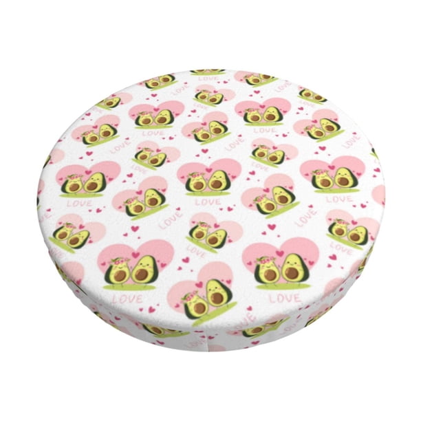 Disketp Avocado Lovers Funda Redonda para Taburete, Funda de Cojín para Silla de Bar Suave y Elástica-14 inch