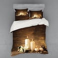 thumbnail image 2 of Spa Duvet Cover Set, Winter Valentines Day Couples Themed Candle Flowers and Stones Image Print, Bedding Set with Shams and Fitted Sheet, 3 Sizes, by Ambesonne, 2 of 3