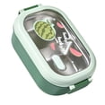 thumbnail image 3 of Bento Lunch Box Portable Safe Leakproof Divided Stainless Steel Thermal Lunch Box for Students School Office Green, 3 of 13