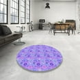 thumbnail image 4 of Ahgly Company Machine Washable Indoor Round Transitional Aztech Purple Area Rugs, 6' Round, 4 of 7