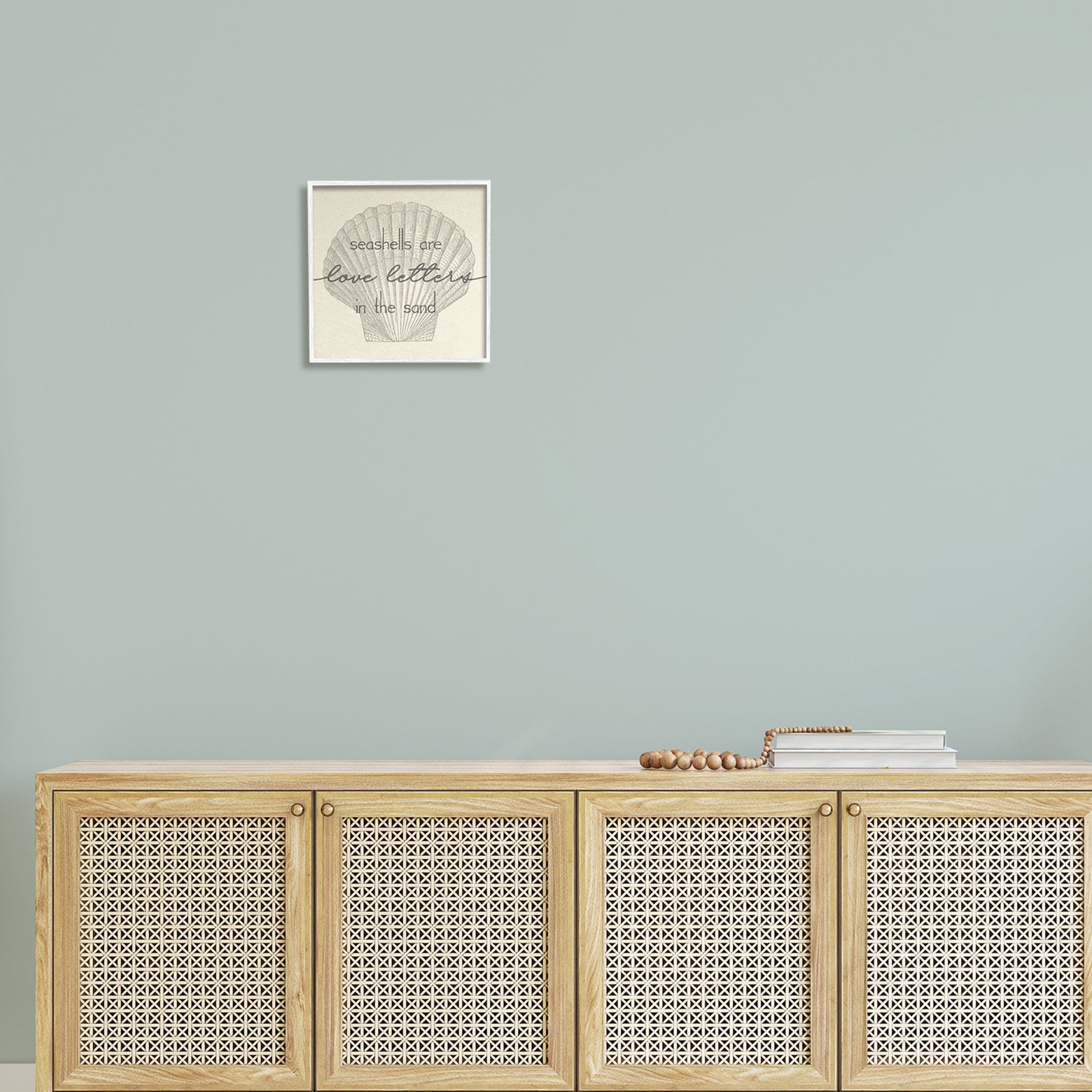 Stupell Industries Seashells are Love Letters Etched Beach Quote Drawing Framed Wall Art, 12 x 12, Design by Daphne Polselli