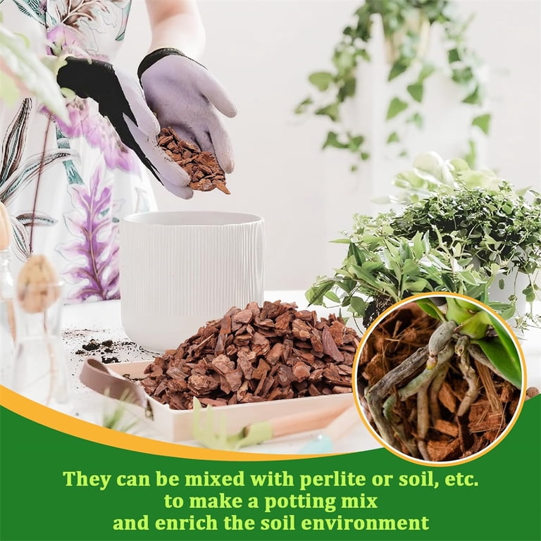 Triani 10.58 oz Orchid Potting Bark -Natural Mulch for Potted Plants 6-12mm Sun-Dried Organic Pine Wood Chip Potting Barks Help Orchid Plants Root