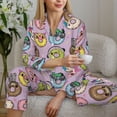 thumbnail image 5 of KLL Cute Donuts Print Women's Long Sleeve Pajamas with Pants Sleepwear Loungewear 2 Set-Medium, 5 of 7