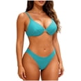 thumbnail image 2 of Women's Bikini Set High Cut Triangle Tie Swimsuit Two Piece Backless Straps Bathing Suit Womens High Waisted Swimsuits Light Blue L, 2 of 3