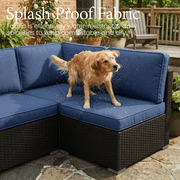 LayinSun 15 Piece Patio Furniture Set with Fire Pit Table, Outdoor Conversation Sets Wicker Rattan Sectional Sofa with Coffee Table