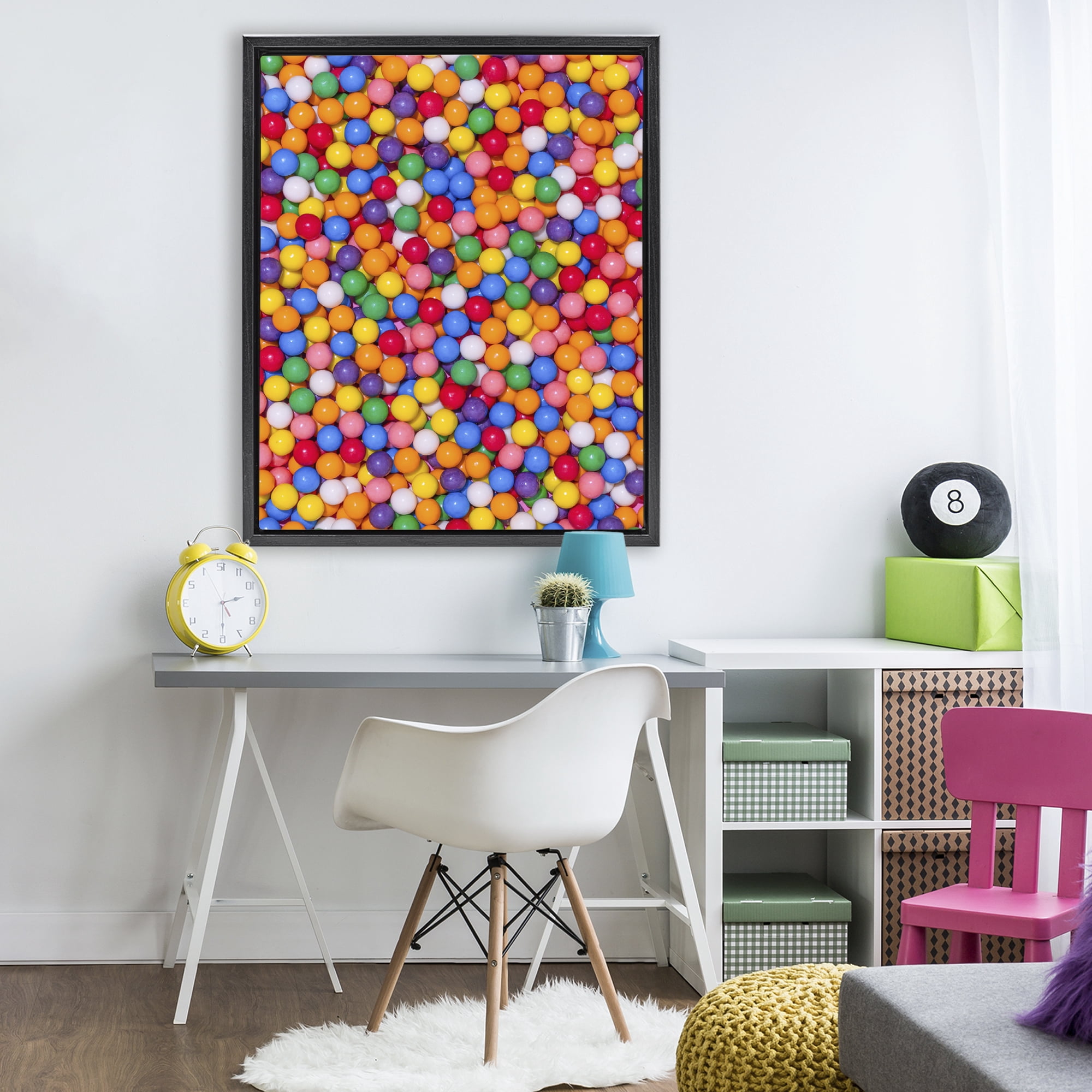 Stupell Industries Colorful Gumballs Close Up Black Framed Floater Canvas Wall Art, design by LISH Creative