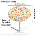 thumbnail image 6 of SEANATIVE Round Tablecloths Washable Cocktail Table Top Cover with Elastic Fit High Top Table Cloth Stylish Table Decorations for Weddings Gatherings 24 Inch, Cute Hippie Flower, 6 of 7