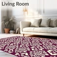 thumbnail image 2 of ODIKA 8'x10' Machine Washable Non-Slip Area Rug, Abstract Snowflake Mosaic with Interlocking Shapes High Traffic Rug, Purple, 614546, 2 of 7