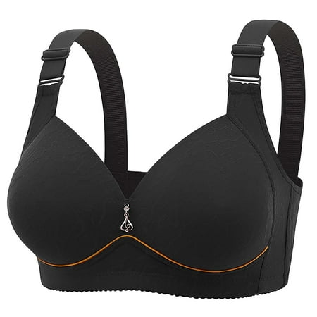 Weikingp bras for women  High Support Bras For Women Adjustable Strap Full Coverage Up Bras Comfortable No Underwire Wireless Bras womens underwear plus size lingerie clearance Black 42