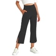 thumbnail image 6 of Maqroz Girls Flare Capri Pants High Waisted Stretchy Yoga Split Hem Summer Athletic Gym Trousers with Pockets Back to School pants 6-15 Years, 6 of 8