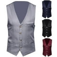thumbnail image 3 of Plus Size Men Solid Color Suit Vest Single Breasted Business Waistcoat, 3 of 4