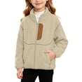 thumbnail image 2 of BLVB Girls Boys Fleece Jacket Kids Fleece Zipper Coat Soft Fall Winter Warm Outerwear with Pockets 3-15Y(Beige,8-9 Years), 2 of 9