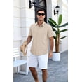 thumbnail image 3 of COOFANDY Men's Relaxed Fit Button-Up short Shirt with Decorative Stripes - Casual and Office Wear, 3 of 9