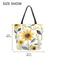 thumbnail image 5 of FORMRS Womens Canvas Tote Bag with Zipper Inner Pocket Shoulder Handbag, White Watercolor Sunflowers, 5 of 7