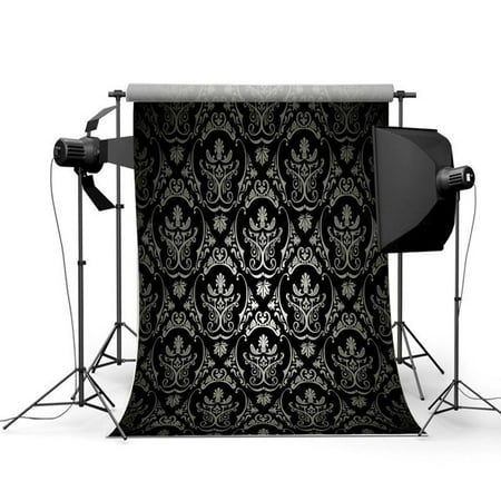 Image of LELINTA Studio Photo Video Photography Backdrop 5x7ft Dark Style Black Lace Printed Vinyl Fabric Party Decorations Background Screen Props
