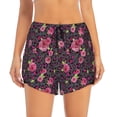 thumbnail image 2 of Rateoe Rose Mix Leopard 2 Printed 2 in 1 Women's Workout Shorts for Athletic Gym Running Shorts with Phone Pockets-Large, 2 of 7