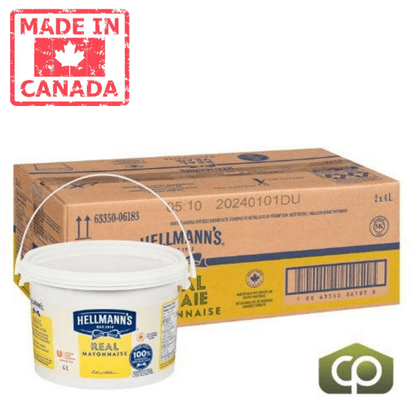 Hellmann's Real Mayonnaise Gluten-Free 4 LT (2/Case) - 135.2 fl oz (8.44 lbs)- Canadian Made