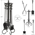 thumbnail image 4 of F-1056 5 Piece Black Fireset with Heavy Crook Handles, 4 of 7
