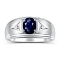 thumbnail image 1 of RYLOS Men's Rings Sterling Silver Classic 8X6MM Oval Gemstone &  Diamond Ring Sapphire September Birthstone Rings For Man Silver Rings Size 13, 1 of 7