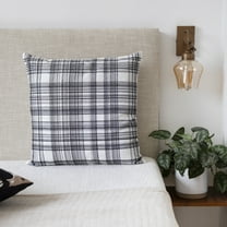 Ox Bay Stacy Garcia 20" x 20" White/Black Embroidered Plaid Cotton Blend Adult Decorative Throw Pillow Cover