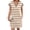 Khaki, variant on Cap Sleeve Women Stripe Print V Neck Mini Polo Dress with Pocket