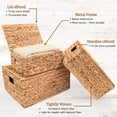thumbnail image 5 of TREVIETDECOR Wicker Storage Baskets with Lids, Set of 3 Rectangular Water Hyacinth Woven Decorative Bins for Bathroom, Bedroom and Shelves, 5 of 8