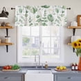 thumbnail image 3 of 2 Pack Eucalyptus Leaves Valance for Window Sage Green Leaf Summer Farmhouses Kitchen Valance Rod Pocket Short Curtain Topper Decorative Window Treatment for Living Room Bedroom 60"x18", 3 of 9
