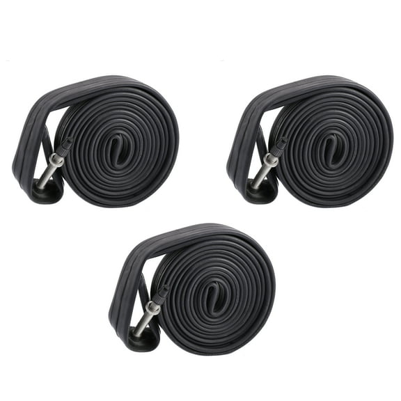Unique Bargains 3 Pcs 700x23/25C Black Bike Inner Tube Rubber Long Straight Valve Bicycle MTB Inner Tubes 48mm