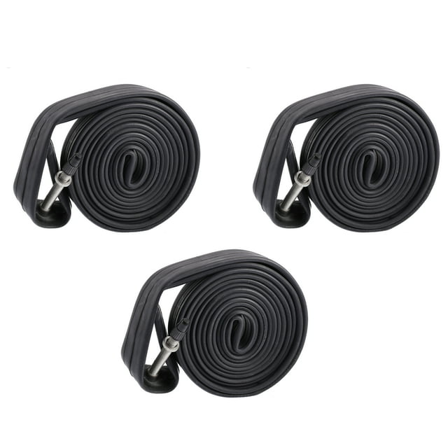 Unique Bargains 3 Pcs 700x23/25C Bike Inner Tube Rubber Long Straight Valve Bicycle MTB Inner Tubes 60mm