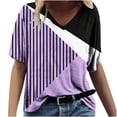 thumbnail image 2 of T-shirt Décontracté à Manches Courtes Col en V Imprimé Floral Dégradé, 2 of 4