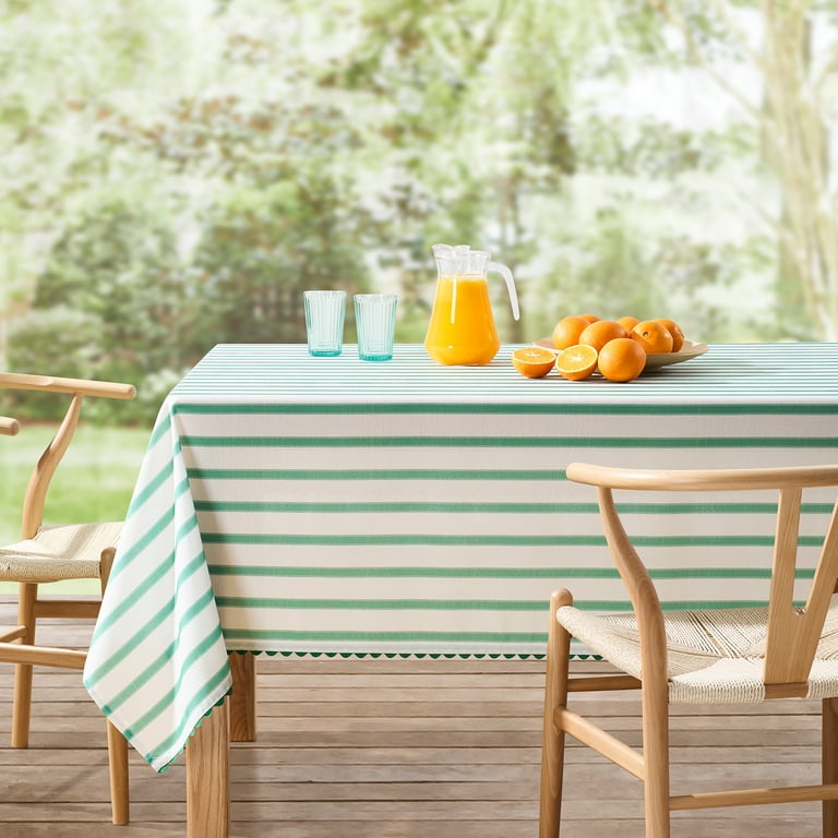 Mainstays by Becky G. & Alejandra Fabric Tablecloth, Green Stripe