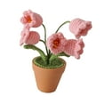 thumbnail image 3 of Adornos de interior con flores en maceta tejidas a mano y ganchillo para decorar Rosado, 3 of 9