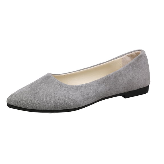 EliteGoogv Womens Square Toe Ballet Flats Slip On Comfortable Shoes For Women Casual Flat Footwear Grey US:6.5