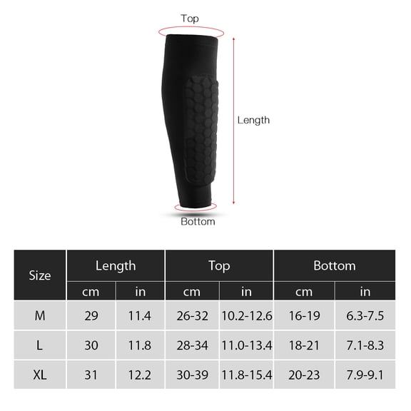 BIMZUC Compression Calf Sleeve with Thick Honeycomb EVA Guard Pad for Men Women, Lower Leg Support Brace for Football, Basketball, Volleyball, Black L (9.05 inches / 23 cm)