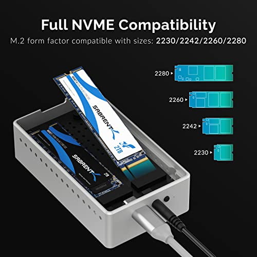 Estación de acoplamiento SABRENT USB tipo C dual sin herramientas para PCIe