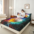 thumbnail image 4 of Castle Fairy Baseball Print Boy Twin Sheet Sets,Abstract Flame Water Bedding, 4 of 7