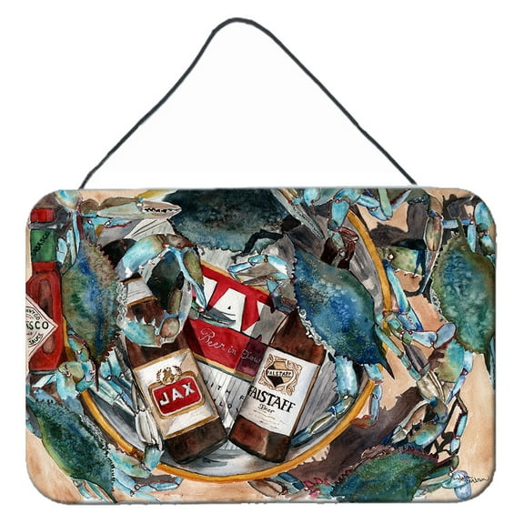 Carolines Treasures 8919DS812  Orleans Beers and Crabs Wall or Door Hanging Prints  8x12 multicolor
