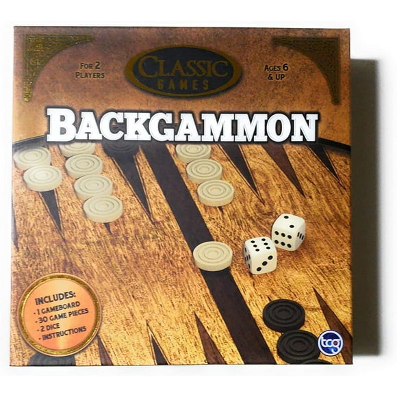 Classic Games Wood Backgammon Set | Board & 30 Game Pieces