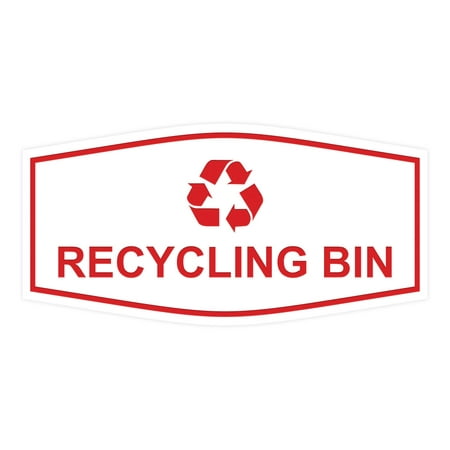 

Fancy Recycling bin Sign (White/Red) - Small