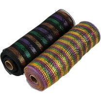 1Bags 2 Rolls Metallic Deco Mesh Ribbon 10Inch x 10Yard PP Striped Wreath Ribbon Mesh Colorful Mesh Rolls for DIY Crafts Gift Wrapping Party Decoration