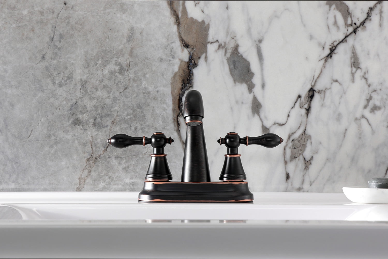 Fauceture 4-Inch Centerset Bathroom Faucet in Naples Bronze with Ceramic Disc by Kingston Brass
