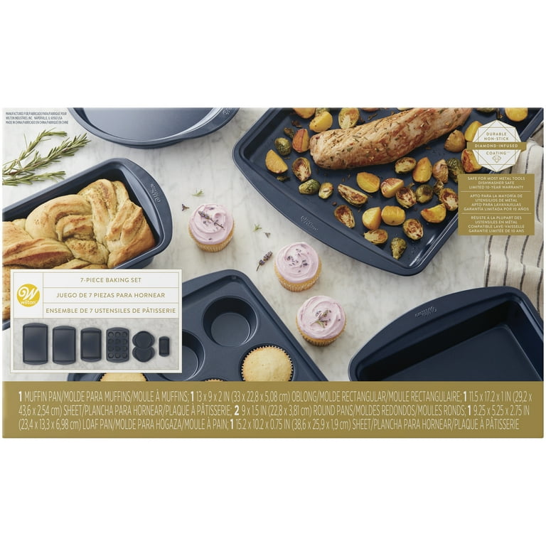 Wilton Diamond-Infused Steel Non-Stick Navy Blue Baking Set,